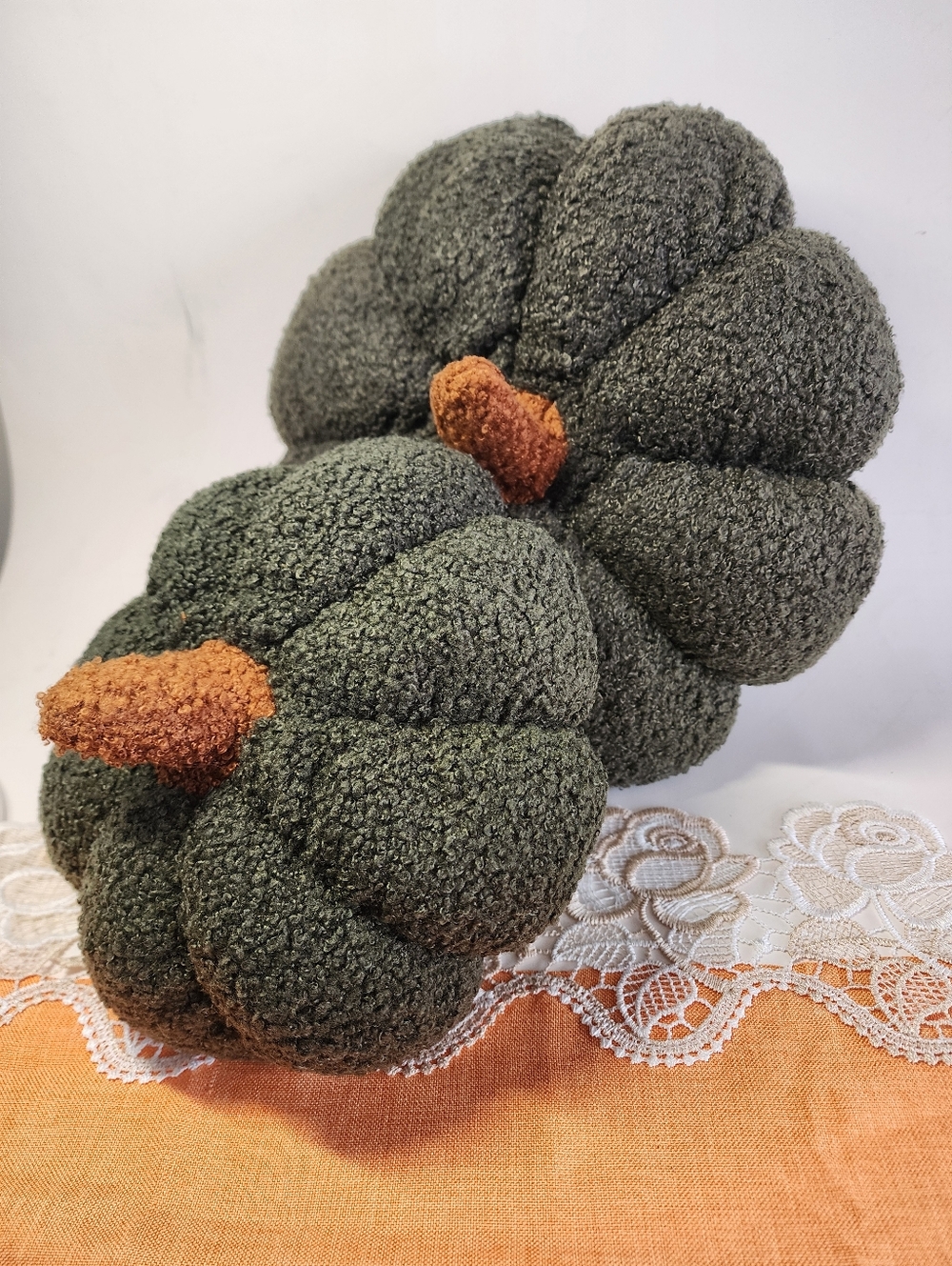 Halloween Pumpkin Pillow Decor,  Plush Pillow Stuffed Pumpkins Decor, 11" & 7" D